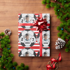 Persoonlijke op maat gemaakte voetbalspeler sportt cadeaupapier