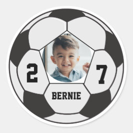 Persoonlijke op maat gemaakte voetbalspeler sportt ronde sticker