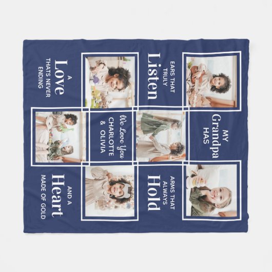 Persoonlijke opa foto collage fleece Blanket (Voorkant (Horizontaal))