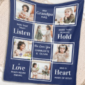 Persoonlijke opa foto collage fleece Blanket Deken