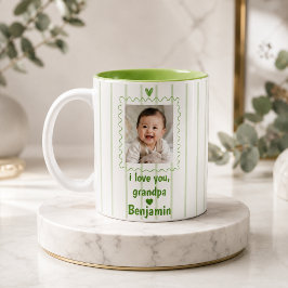 Persoonlijke opa-mok met foto van kleinkind tweekleurige koffiemok
