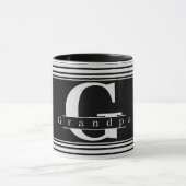 Persoonlijke opa-monogram zwart-witte mok (Midden)