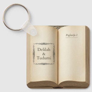 Persoonlijke Open Boek Vintage Sleutelhanger
