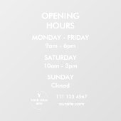 Persoonlijke openingstijden muursticker met logo raamsticker (Vel)