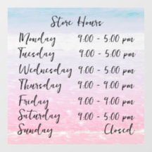 Persoonlijke openingstijden strandtafereel winkel