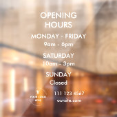 Persoonlijke openingstijden venstersticker met log raamsticker (Vel 2)