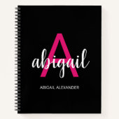 Persoonlijke opgerolde zwarte moderne monogram notitieboek (Voorkant)