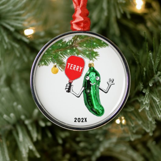 Persoonlijke ophaalbare Pickleball Metalen Ornament (Boom)