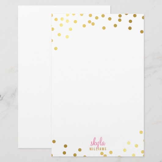 PERSOONLIJKE OPMERKING Leuke glamoureuze gouden fo Briefpapier (Voorkant / Achterkant)