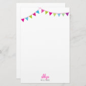 PERSOONLIJKE OPMERKING Leuke heldere bunting aqua Briefpapier (Voorkant / Achterkant)