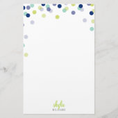 PERSOONLIJKE OPMERKING Leuke heldere confetti blau Briefpapier (Voorkant)