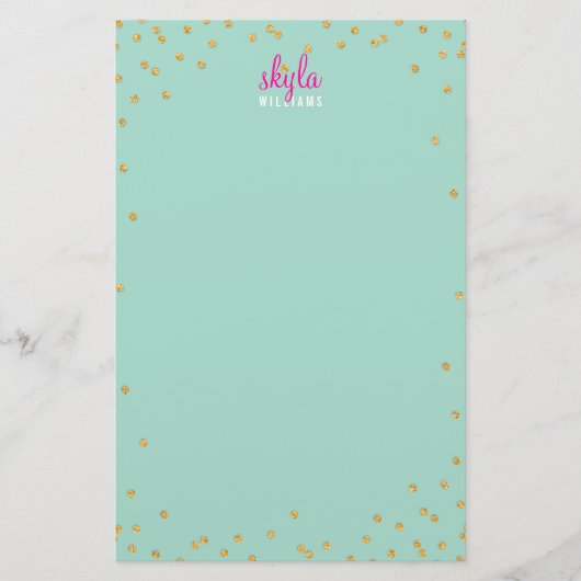 PERSOONLIJKE OPMERKING mini spot confetti gouden g Briefpapier (Voorkant)