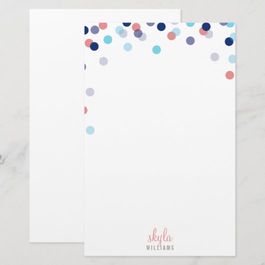 PERSOONLIJKE OPMERKING schattige heldere confetti  Briefpapier (Voorkant / Achterkant)