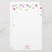 PERSOONLIJKE OPMERKING schattige heldere confetti  Briefpapier (Voorkant / Achterkant)