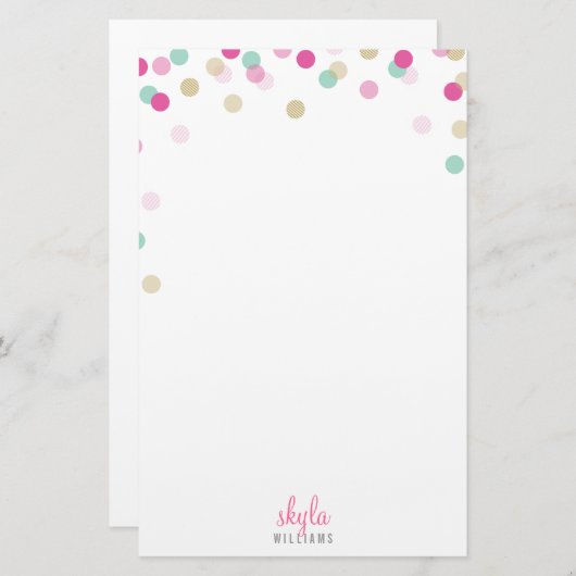 PERSOONLIJKE OPMERKING schattige heldere confetti  Briefpapier (Voorkant / Achterkant)