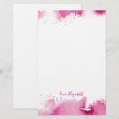 PERSOONLIJKE OPMERKING smart  donkerroze waterverf Briefpapier (Voorkant / Achterkant)