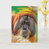 Persoonlijke orang-oetan grappige gemiste verjaard kaart (Gele Bloem)