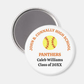 Persoonlijke Orange High School Softbalspeler Magneet (Voorkant / Achterkant)