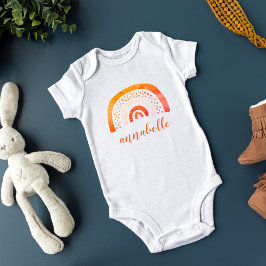 Persoonlijke Oranje Aquarel Regenboog Naam Romper