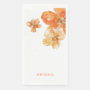 Persoonlijke oranje bloem bruidsshower servet