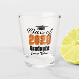 Persoonlijke oranje klas van 2026 afstudeerfeest shot glas