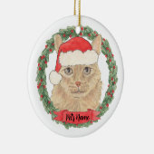 Persoonlijke Oranje Maine Coon Kat Kerst Keramisch Ornament (Rechts)