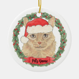 Persoonlijke Oranje Maine Coon Kerstkat Keramisch Ornament
