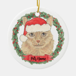 Persoonlijke Oranje Maine Coon Kerstkat Keramisch Ornament