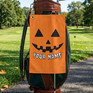 Persoonlijke Oranje Pompoen Halloween Je Naam Golfhanddoek