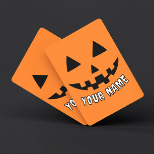 Persoonlijke Oranje Pompoen Halloween Je Naam Pokerkaarten