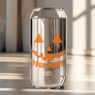 Persoonlijke Oranje Pompoen Halloween Uw Naam Blikvorm Glas