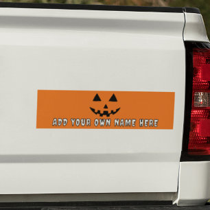Persoonlijke Oranje Pompoen Halloween Uw Naam Bumpersticker