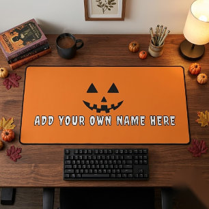 Persoonlijke Oranje Pompoen Halloween Uw Naam Bureaumat