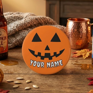 Persoonlijke Oranje Pompoen Halloween Uw Naam Button Flesopener
