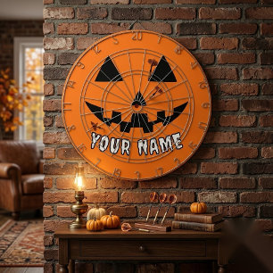 Persoonlijke Oranje Pompoen Halloween Uw Naam Dartbord