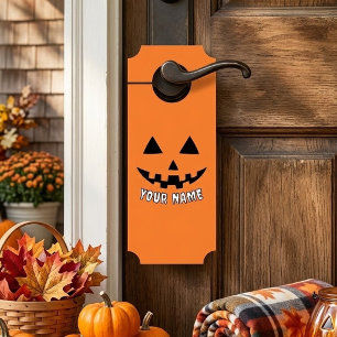 Persoonlijke Oranje Pompoen Halloween Uw Naam Deurhanger