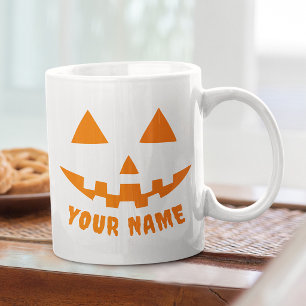 Persoonlijke Oranje Pompoen Halloween Uw Naam Grote Koffiekop