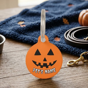 Persoonlijke Oranje Pompoen Halloween Uw Naam Huisdierpenning