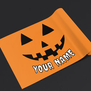 Persoonlijke Oranje Pompoen Halloween Uw Naam Inpakpapier Vel