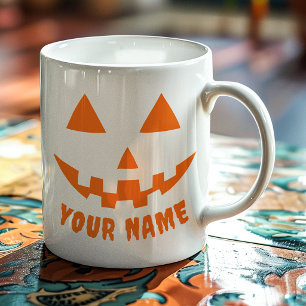 Persoonlijke Oranje Pompoen Halloween Uw Naam Koffiemok