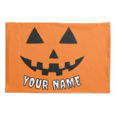 Persoonlijke Oranje Pompoen Halloween Uw Naam Kussensloop (Achterkant)