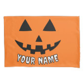 Persoonlijke Oranje Pompoen Halloween Uw Naam Kussensloop (Voorkant)