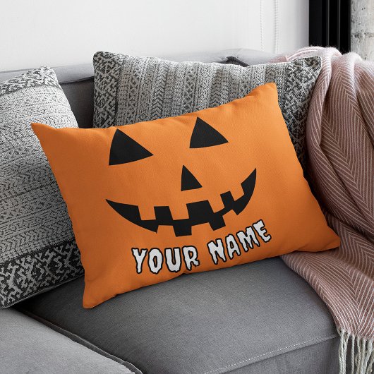Persoonlijke Oranje Pompoen Halloween Uw Naam Kussensloop