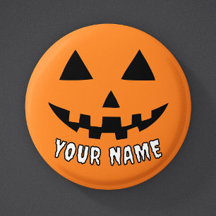 Persoonlijke Oranje Pompoen Halloween Uw Naam Ronde Button 3,2 Cm