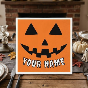 Persoonlijke Oranje Pompoen Halloween Uw Naam Servet