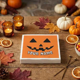Persoonlijke Oranje Pompoen Halloween Uw Naam Servet