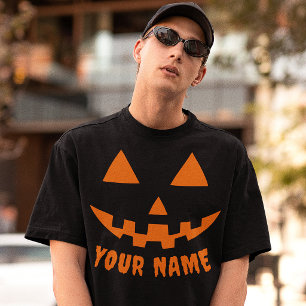 Persoonlijke Oranje Pompoen Halloween Uw Naam T-shirt