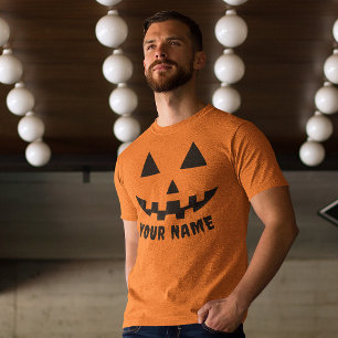 Persoonlijke Oranje Pompoen Halloween Uw Naam T-shirt