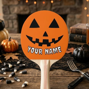 Persoonlijke Oranje Pompoen Halloween Uw Naam Tafeltennisbatje