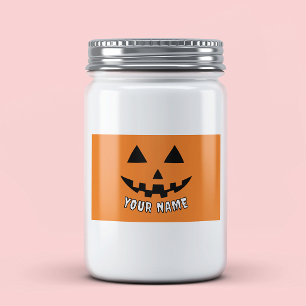 Persoonlijke Oranje Pompoen Halloween Uw Naam Voedselcontainer Etiket